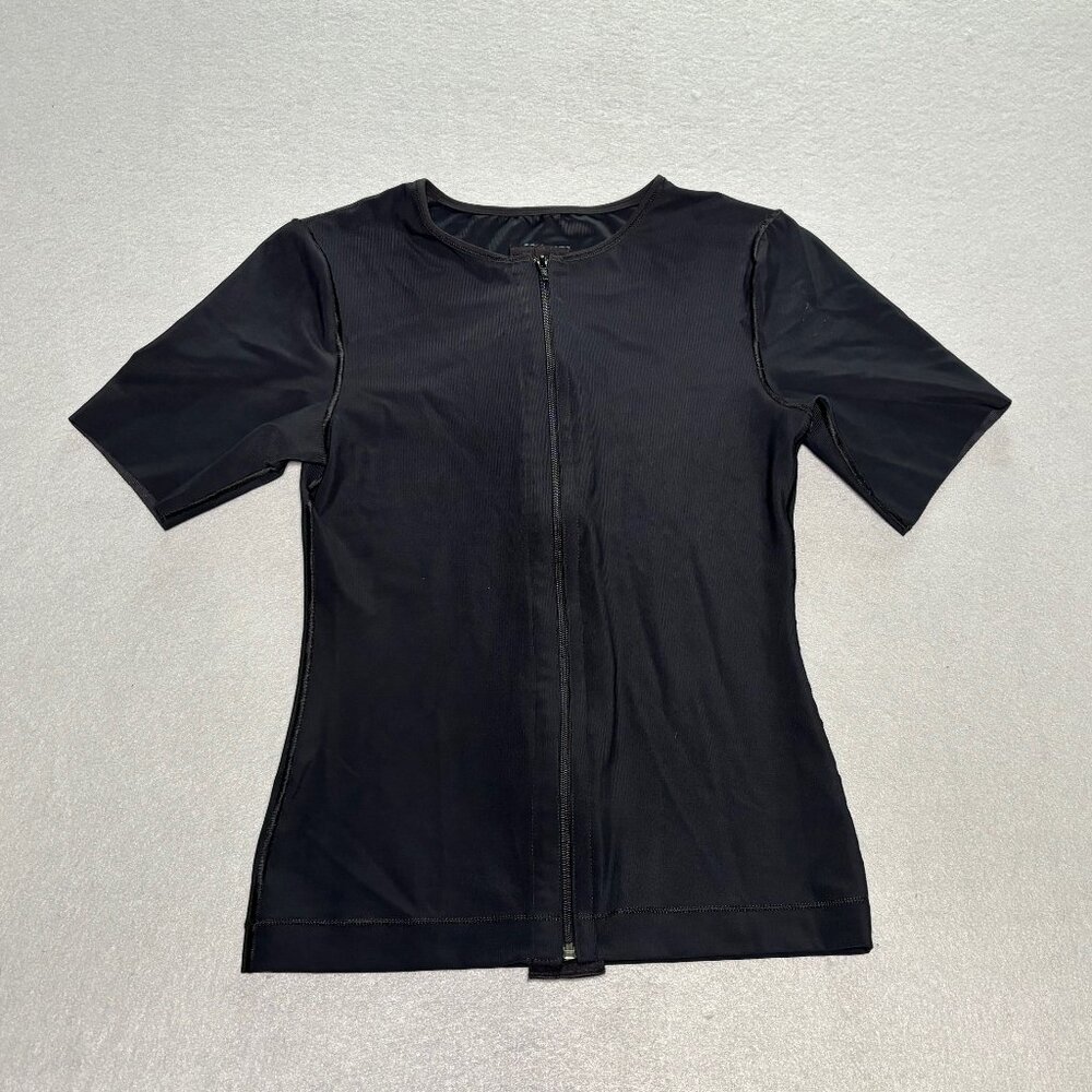 Marena Recovery Post Op Short Sleeve Zip-Up Compression Shirt Size Large Black